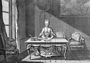 Desk Collection: Woman Writing at Desk