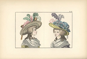 Woman in yellow caraco and straw hat, and woman Woman in yellow caraco and straw hat, and woman