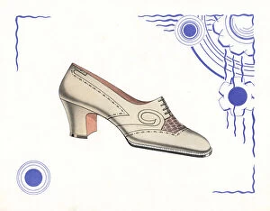 Womans brogue shoe design in pale leather