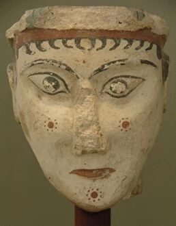 Mycenae Collection: Womans head painted. 13th Century B.C.. National Archaeolog