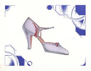 Womans high-heel strap shoe design in purple