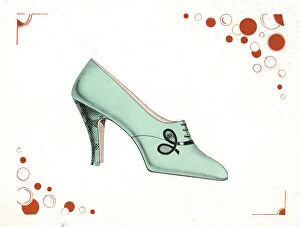 Andre Gallery: Womans laced shoe design in pale green leather, 1930