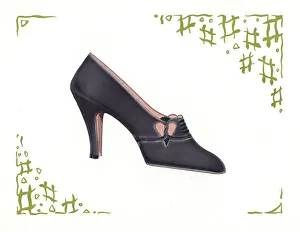 Andre Gallery: Womans shoe design in dark purple leather, 1930
