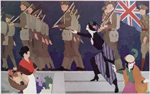 Movements Prints: Women admire the brave young men as they march away to death or glory Date: 1915