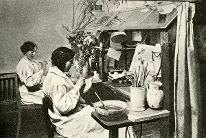 Potteries Prints: Women artists decorating porcelain, Copenhagen, Denmark