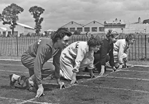 Women athletes on the starting line