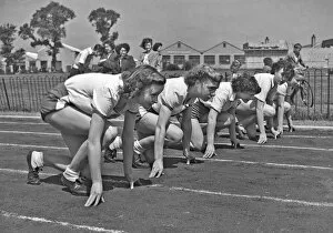 Women athletes on the starting line