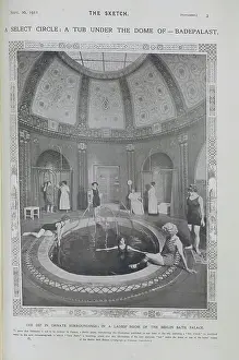 Columned Prints: Women bathing in ornate, columned, Berlin Bath Palace