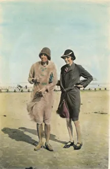Jan21 Prints: Two women on the beach at Bognor Regis. Date: 1920s
