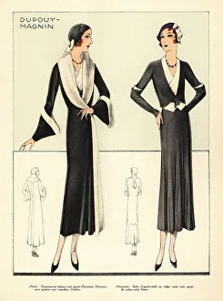 Women in black and white dress and coat by Dupouy-Magnin, 1931