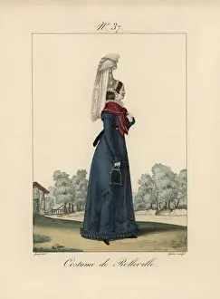 Chignon Prints: Women of Bolbec in costume for baptisms, weddings