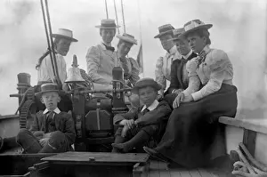 Boaters Prints: Women and boys on a boat
