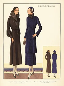 Haute Couture Prints: Women in chic suits and coats by Bernard, 1931