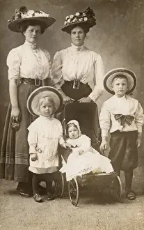 Buckle Prints: Two women and three children, USA