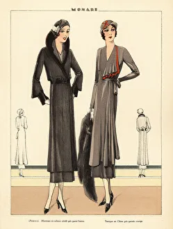 Otter Prints: Women in coat and dress by Monari, 1931