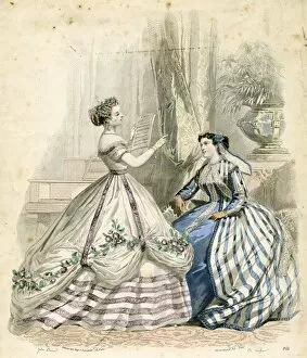 Images Dated 15th July 2016: Two women in crinoline dresses