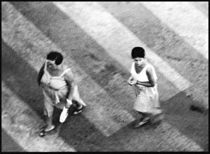 Images Dated 30th August 2016: Women on crossing seen from above, Spain