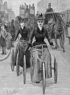 Women Cyclists in a City, 1892