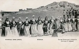 Women dancing at Megara, near Athens, Greece