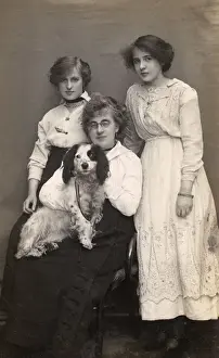 Three women with dog