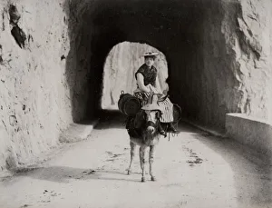 Passageway Prints: Women on a donkey, southern Europe