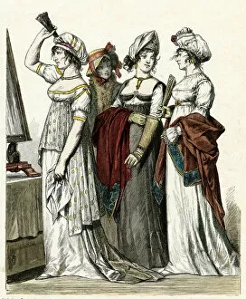Four women in early 19th century costume