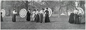 Archery Collection: Women examining scores. Date: 1901