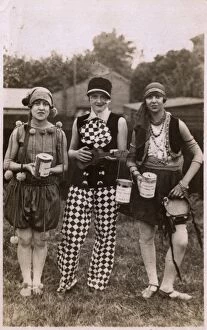 Poms Collection: Women in fancy dress collecting for charity