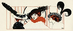Images Dated 10th September 2016: Women with feathered hats 1913