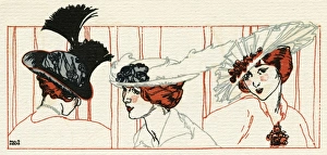 Images Dated 10th September 2016: Women with feathered hats 1913