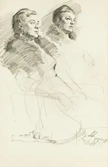 War Ships Prints: Two women in furs