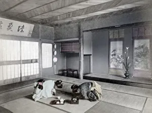 Two women greeting each other, tea set, Japan, c. 1890
