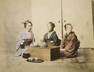 Three women having tea