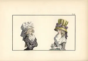 Women in large bonnet and chapeau, 1787 Women in large bonnet and chapeau, 1787