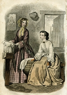Two women in the latest French fashions Two women in the latest French fashions