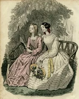Bench Collection: Two women in the latest French fashions