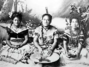 Oceania Prints: Women making cava, Tonga, Victorian period