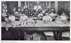 Brooklyn Prints: Women making Valentine gifts, made from paper, ribbons and glue. Date: 1908