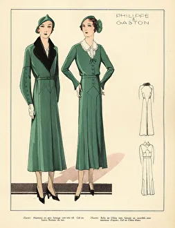 Women in matching coat and dress by Philippe & Gaston, 1931