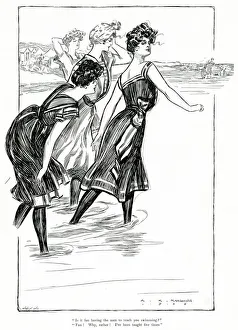 Images Dated 29th January 2018: Women paddling in the sea 1906