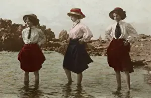 Hitch Prints: Three women go paddling at the seaside