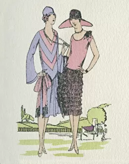 Mauve Gallery: Two women in pink and mauve outfits