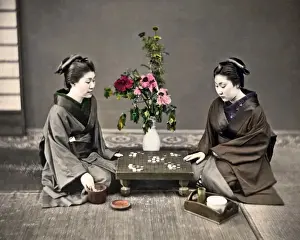 Counters Prints: Two women playing board game, Japan