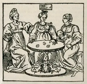 Women playing dice in order to know when they