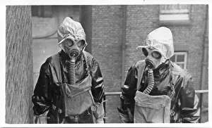 Plastic Collection: Two women police officers in gas masks, London, WW2