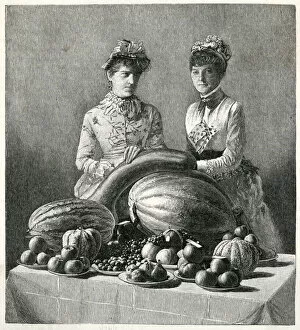 Images Dated 13th November 2018: Two women with prize fruit at a Kentucky fair, USA