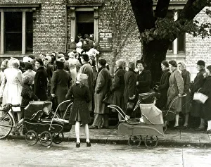 Prams Gallery: Women queuing for ration books, WW2
