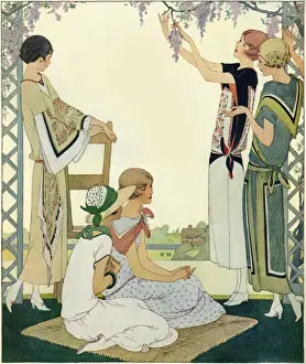 Women reclining in arbour 1923