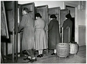 Representatives Gallery: Women recording votes for the General Election 1955