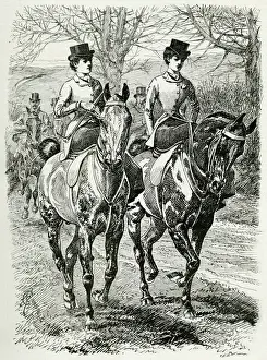 Habit Prints: Women riding side saddle 1895